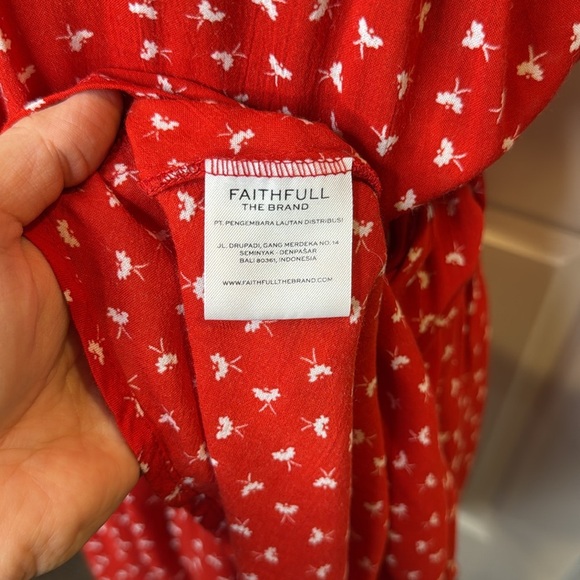 Faithfull the Brand Size 2 Jardim Red White Off the Shoulder Lightweight Dress - Picture 11 of 13